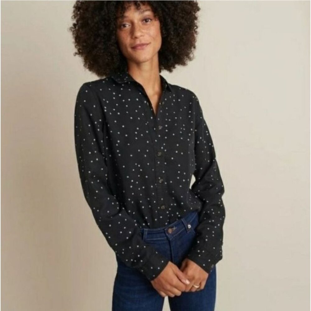 Marine Layer Sahara LS Relaxed womens Shirt Starry print sz‎ medium black button